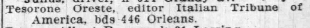Oreste Tesorone - particolare directory di Detroit 1910
